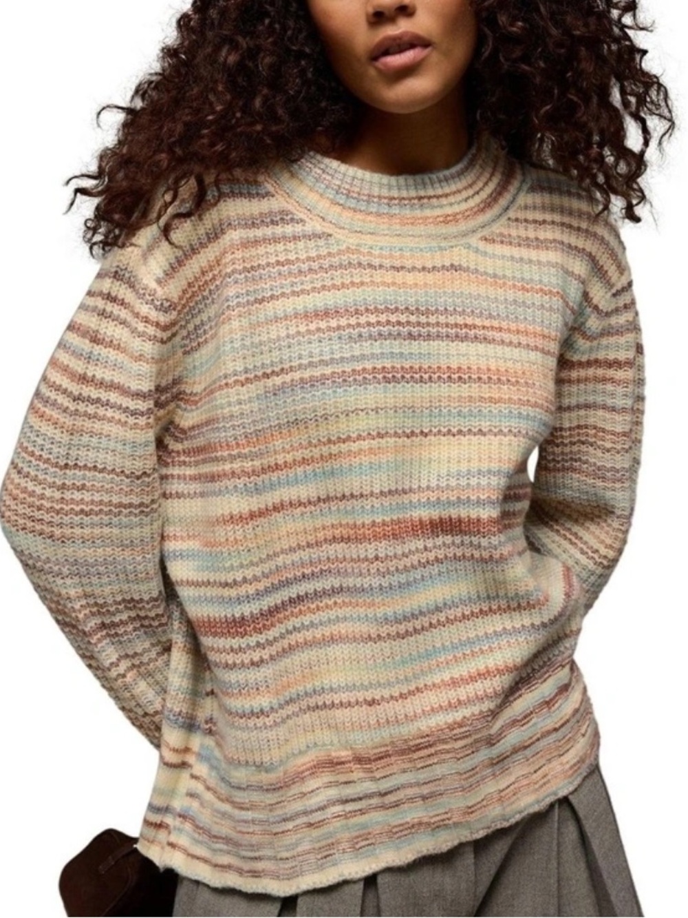 American Eagle Oversized Faux Mohair Wide Cuff Sweater